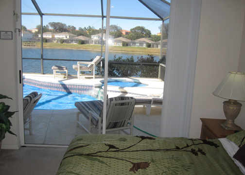 Master Bedroom with Pool and Lake views