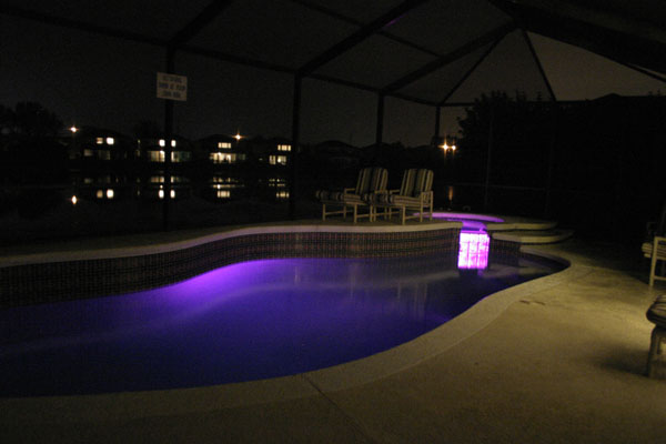 Pool fibre optic coloured lighting