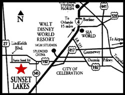 Location of Sunset Lakes Kissimmee